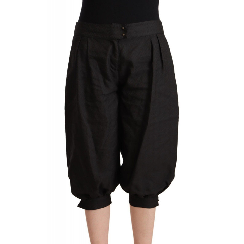Pantaloni stile harem cropped in viscosa nera - IT44-L