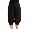 Pantaloni stile harem cropped in viscosa nera - IT44-L
