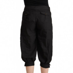 Pantaloni stile harem cropped in viscosa nera - IT44-L