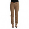 Pantaloni skinny a vita media elasticizzati in cotone marrone - W31