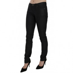 Jeans denim casual skinny a vita bassa neri - W30