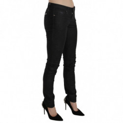 Jeans denim casual skinny a vita bassa neri - W30