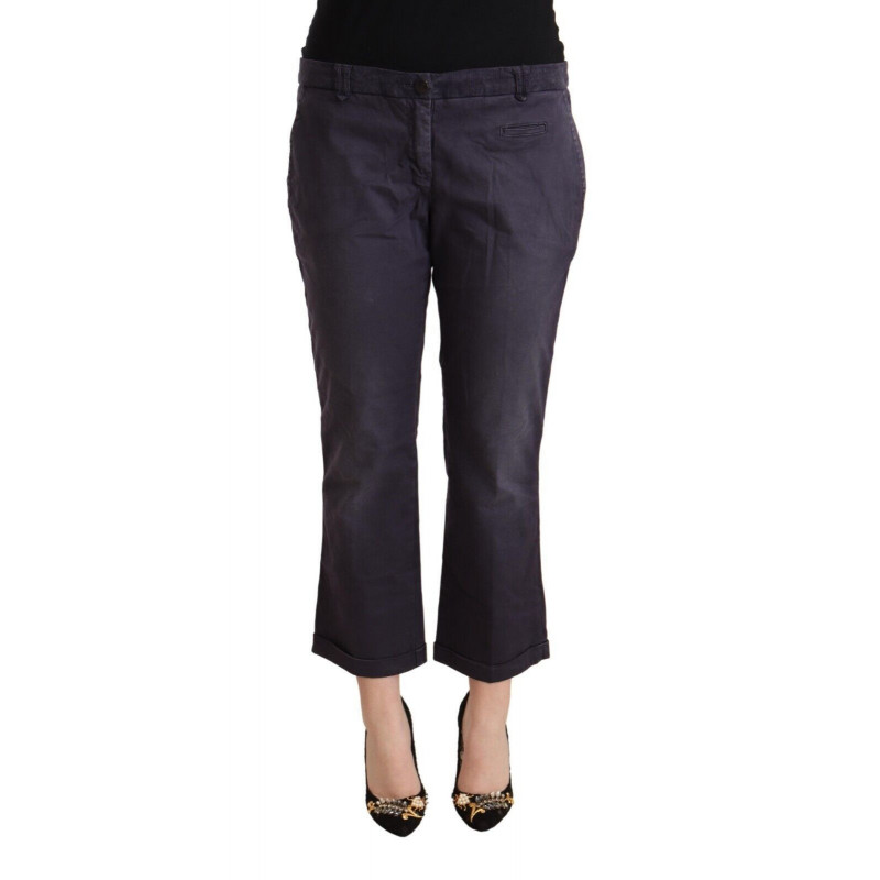 Pantaloni corti svasati con orlo piegato a vita bassa neri - IT46-XL