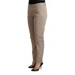 Pantaloni casual affusolati a vita media in tencel beige - IT42-M
