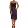 Abito a trapezio in pizzo nero elasticizzato in seta viola - IT40-S