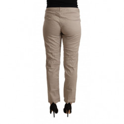 Pantaloni casual affusolati a vita media in tencel beige - IT42-M
