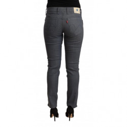 Jeans skinny in denim a vita bassa in cotone grigio - W30