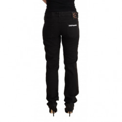 Jeans skinny in cotone denim a vita media neri - IT36-XXS