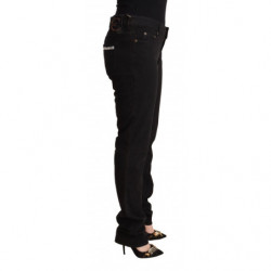 Jeans skinny in cotone denim a vita media neri - IT36-XXS