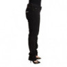 Jeans skinny in cotone denim a vita media neri - IT36-XXS