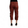 Pantaloni capri corti in cotone a vita media in lurex marrone - IT40-S