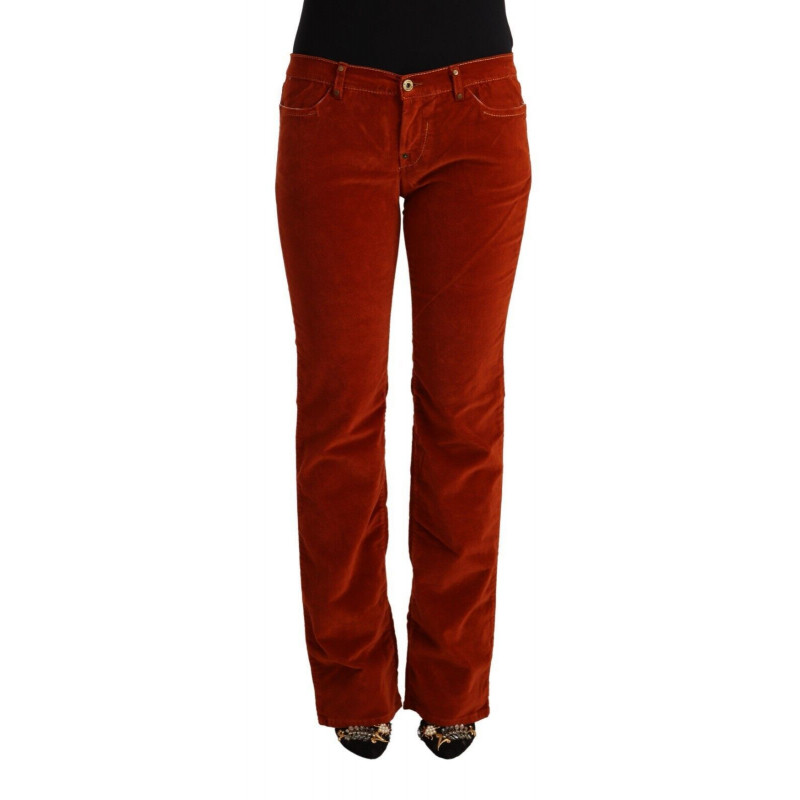 Jeans casual dritti a vita bassa in cotone rosso - W31