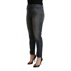 Jeans denim da donna Capri corti in cotone lavato blu - W27