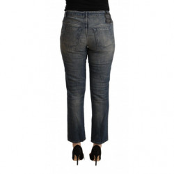 Jeans denim da donna Capri corti in cotone lavato blu - W27
