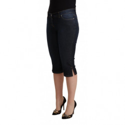 Jeans capri denim slim vita bassa cotone blu elasticizzato - IT42-M