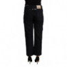 Jeans in denim a vita alta cropped svasati in cotone nero - W30
