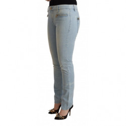 Jeans slim fit in denim a vita media in cotone azzurro - W26