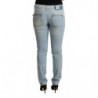 Jeans slim fit in denim a vita media in cotone azzurro - W26