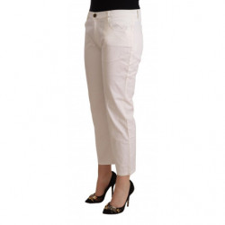 Jeans in denim corto a vita media in cotone bianco - IT44-L