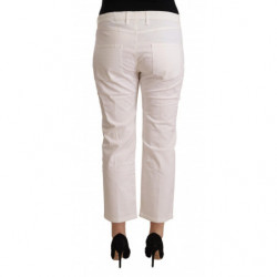 Jeans in denim corto a vita media in cotone bianco - IT44-L