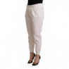 Pantaloni cropped affusolati a vita media in cotone bianco - W30