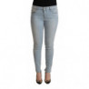 Jeans slim fit in denim a vita media in cotone azzurro - W32