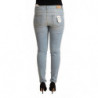 Jeans slim fit in denim a vita media in cotone azzurro - W32