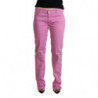 Jeans affusolati in denim a vita bassa in cotone rosa - W33
