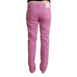 Jeans affusolati in denim a vita bassa in cotone rosa - W33
