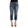 Jeans Capri in denim blu lavato a vita media - IT40-S