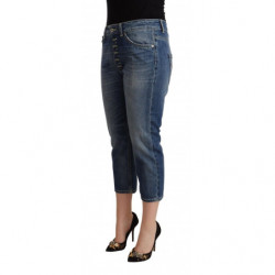 Jeans Capri in denim blu lavato a vita media - IT40-S