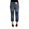 Jeans Capri in denim blu lavato a vita media - IT40-S