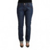 Jeans in denim con orlo piegato slim fit in cotone blu scuro - W33