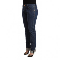 Jeans in denim con orlo piegato slim fit in cotone blu scuro - W33