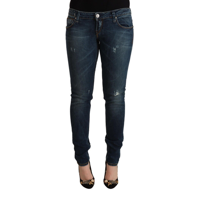 Jeans in denim slim fit a vita bassa lavati blu - W30