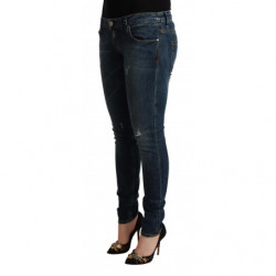 Jeans in denim slim fit a vita bassa lavati blu - W30