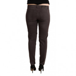 Pantaloni slim fit a vita bassa in cotone marrone - W29