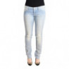 Jeans skinny in denim a vita bassa in cotone lavato azzurro - W30