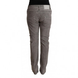 Pantaloni a vita alta dal taglio dritto in cotone grigio - W34