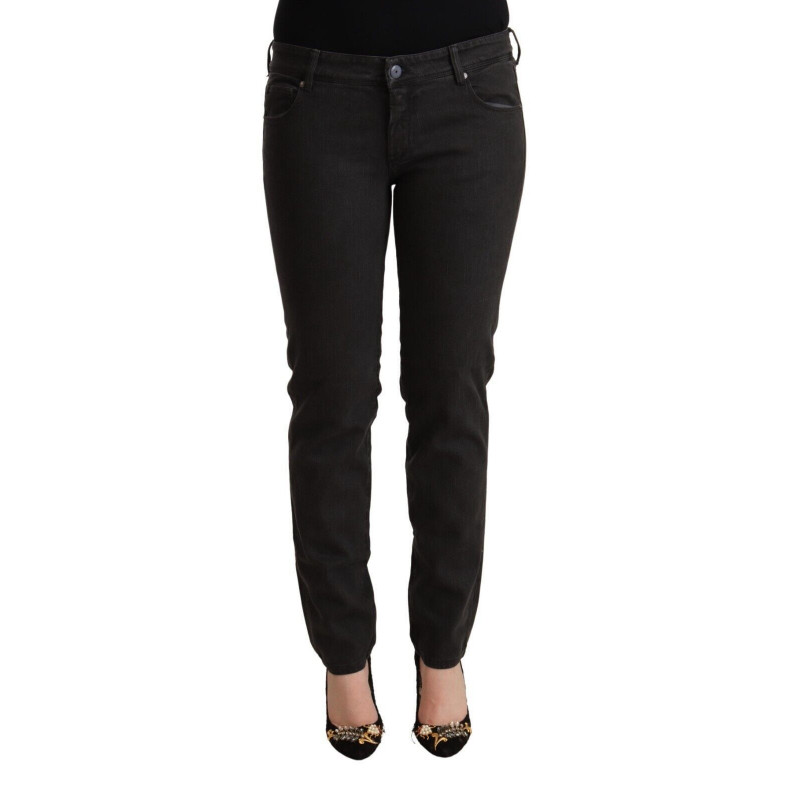 Jeans skinny in cotone denim nero a vita bassa - W28