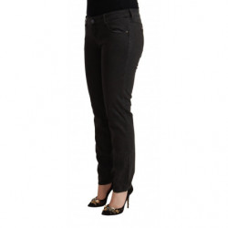 Jeans skinny in cotone denim nero a vita bassa - W32