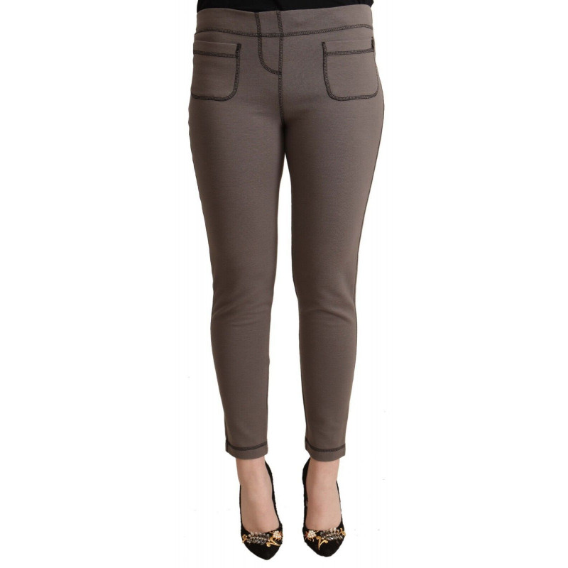 Pantaloni corti leggings elasticizzati vita media cotone grigio - I