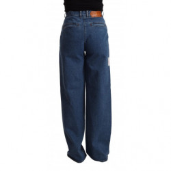 Jeans denim taglio stivale gamba larga vita alta cotone blu - W27