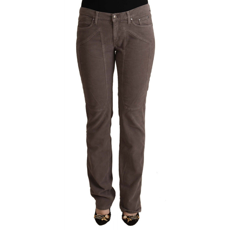 Jeans denim sulla gamba toppe iconiche vita bassa cotone marrone - W31