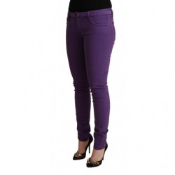 Jeans casual skinny a vita bassa in cotone viola - W31