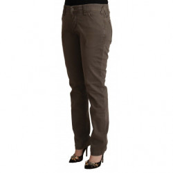 Jeans casual skinny a vita bassa in cotone marrone - W33