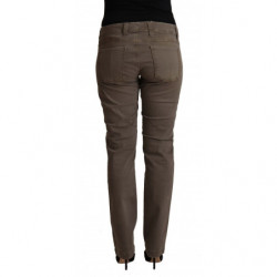 Jeans casual skinny a vita bassa in cotone marrone - W33