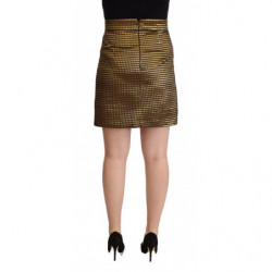 Gonna casual sopra il ginocchio a trapezio in oro nero - IT42-M