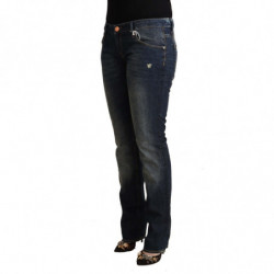 Jeans skinny in denim a vita bassa in cotone lavato blu - W30