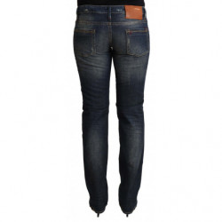 Jeans skinny in denim a vita bassa in cotone lavato blu - W30